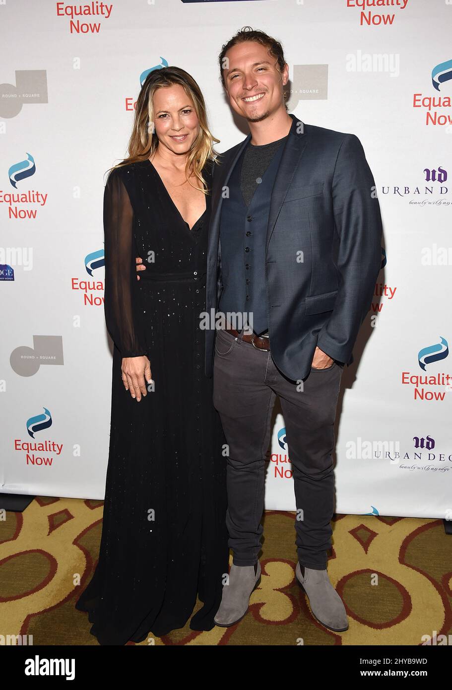Maria Bello and Elijah-Allan Blitz arrives the 3rd Annual 'Make Equality Reality' Gala at the Montage Hotel on Monday, Dec. 5, 2016, in Beverly Hills, California Stock Photo