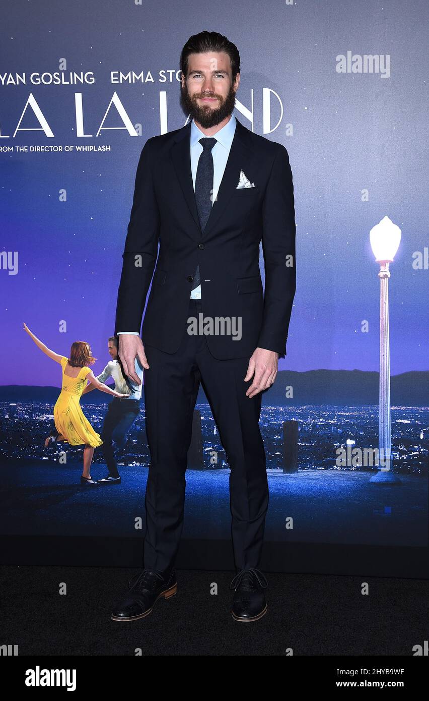 Austin Stowell attending the Los Angeles Premiere of 'La La Land' Stock