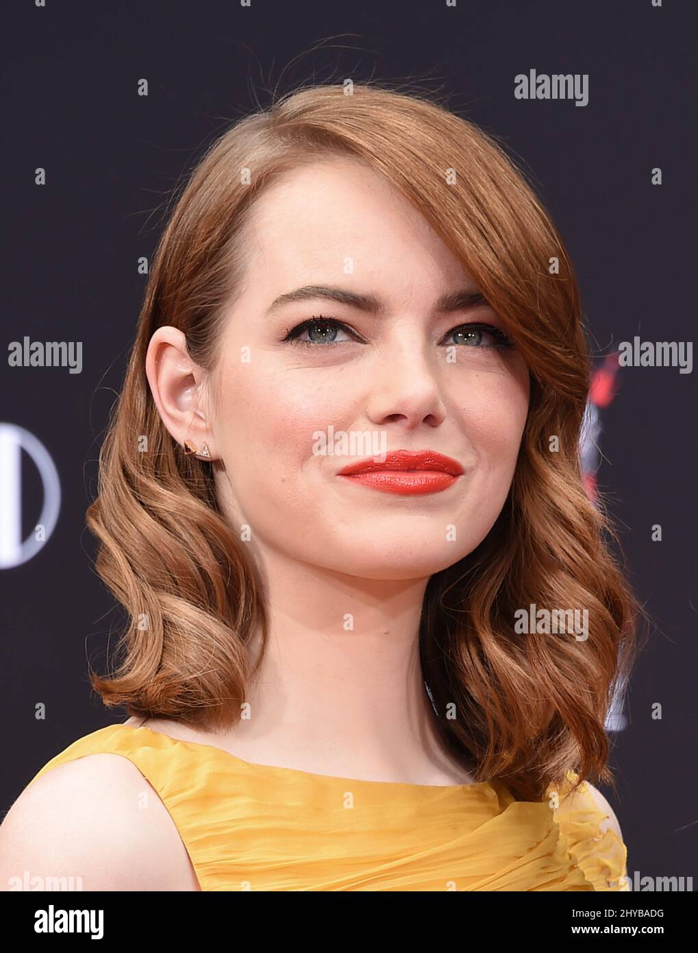 Emma Stone at her hand and footprint ceremony in Hollywood Stock Photo