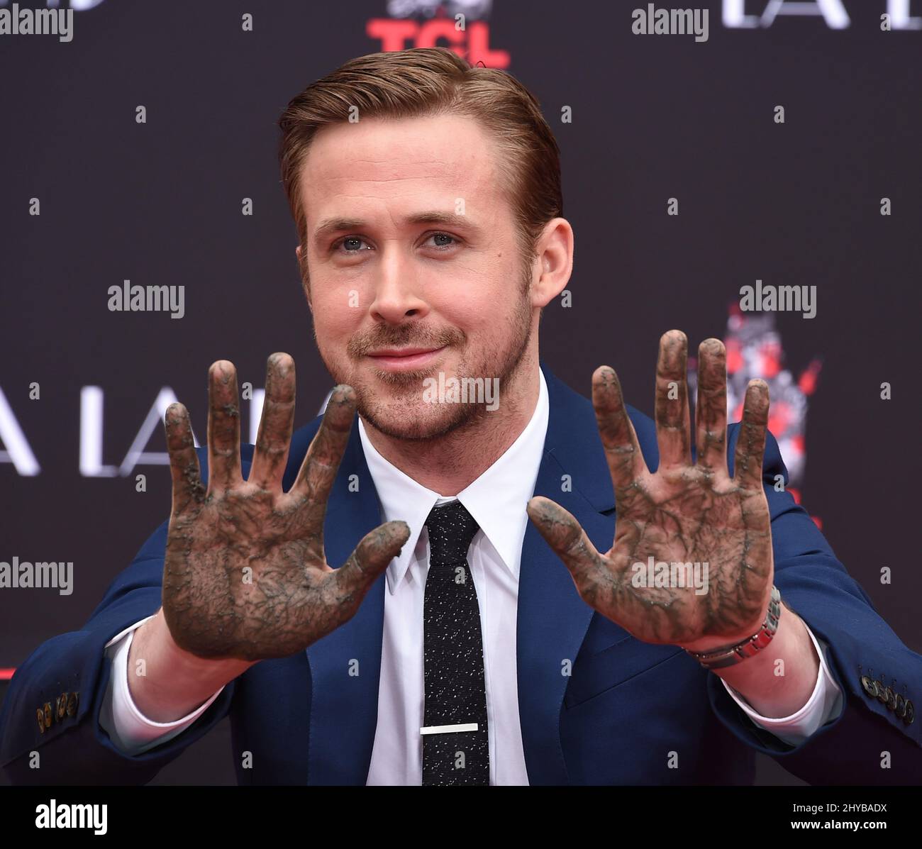 Ryan Gosling at his hand and footprint ceremony in Hollywood Stock