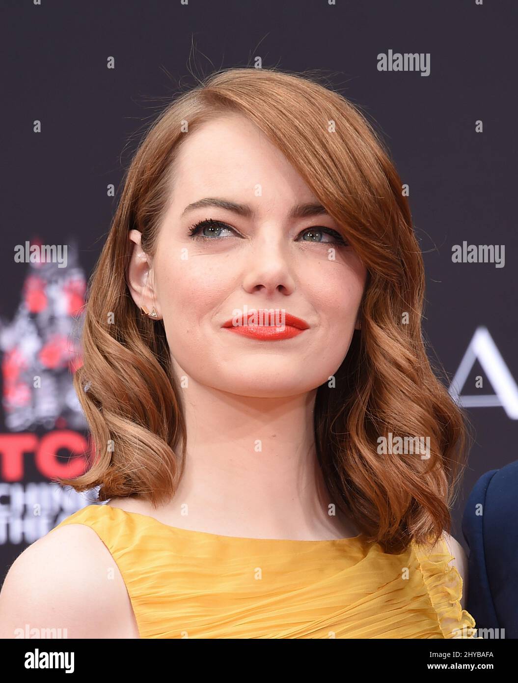 Emma Stone at her hand and footprint ceremony in Hollywood Stock Photo