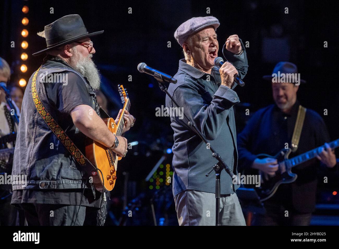 NEW YORK, NEW YORK - MARCH 10: Jimmy Vivino and Bill Murray perform onstage during the Sixth Annual LOVE ROCKS NYC Benefit Concert For God's Love We Deliver at Beacon Theatre on March 10, 2022 in New York City. Credit: Ron Adar/Alamy Live News Stock Photo