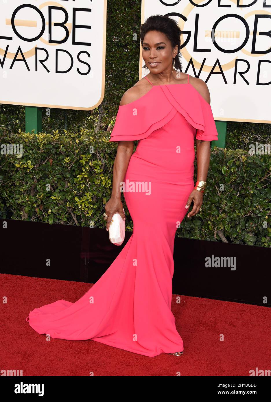 Angela Bassett attending the 74th Annual Golden Globe Awards held at the Beverly Hilton Hotel in Los Angeles Stock Photo