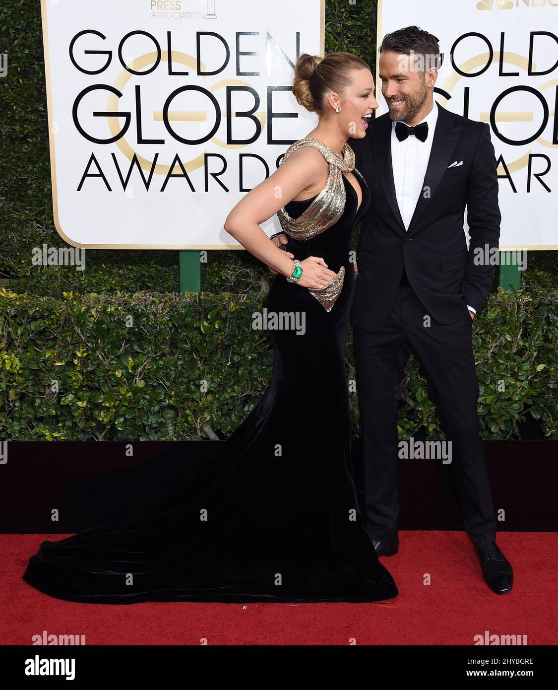 Blake Lively and Ryan Reynolds attending the 74th Annual Golden Globe Awards  held at the Beverly Hilton Hotel in Los Angeles Stock Photo - Alamy