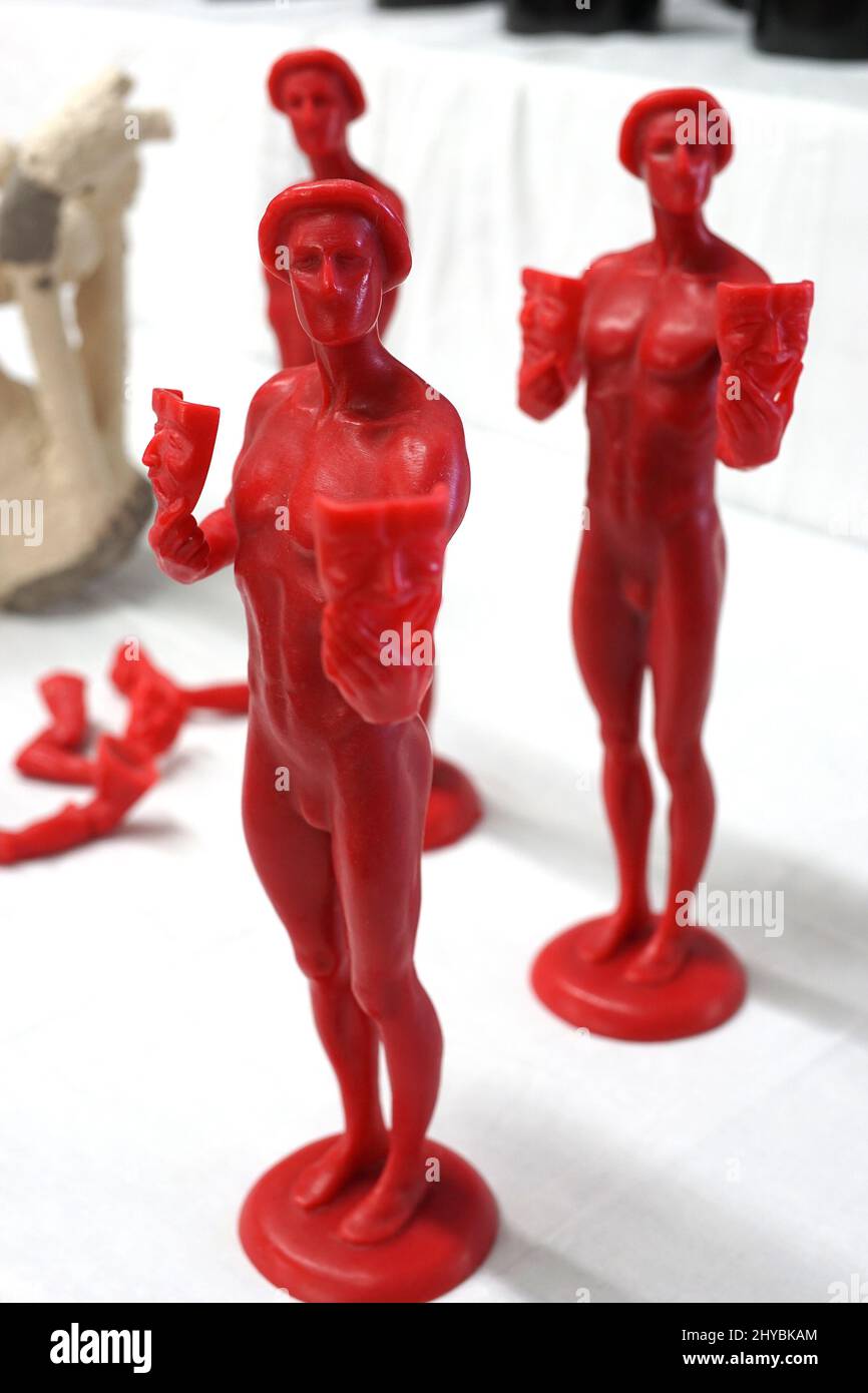 January 17, 2016 Burbank, CA The Actor statuettes - which this year's 23rd Annual Screen Actors Guild Awards honorees will receive for outstanding performances in 2016 are cast at the American Fine Arts Foundry Stock Photo