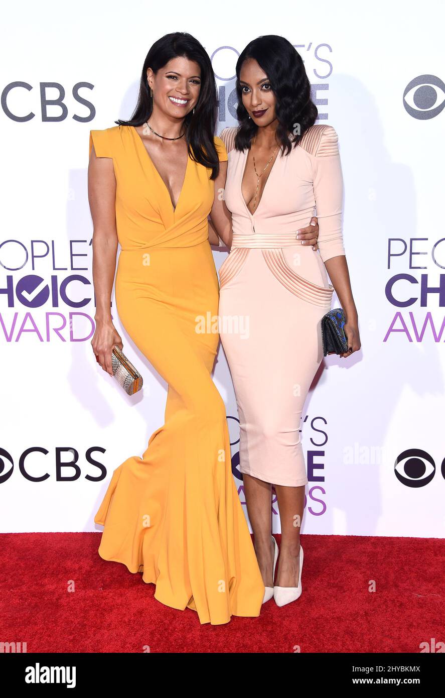 Andrea Navedo and Azie Tesfai attending the People's Choice Awards 2017 held at Microsoft Theatre L.A. Live in Lso Angeles, USA Stock Photo