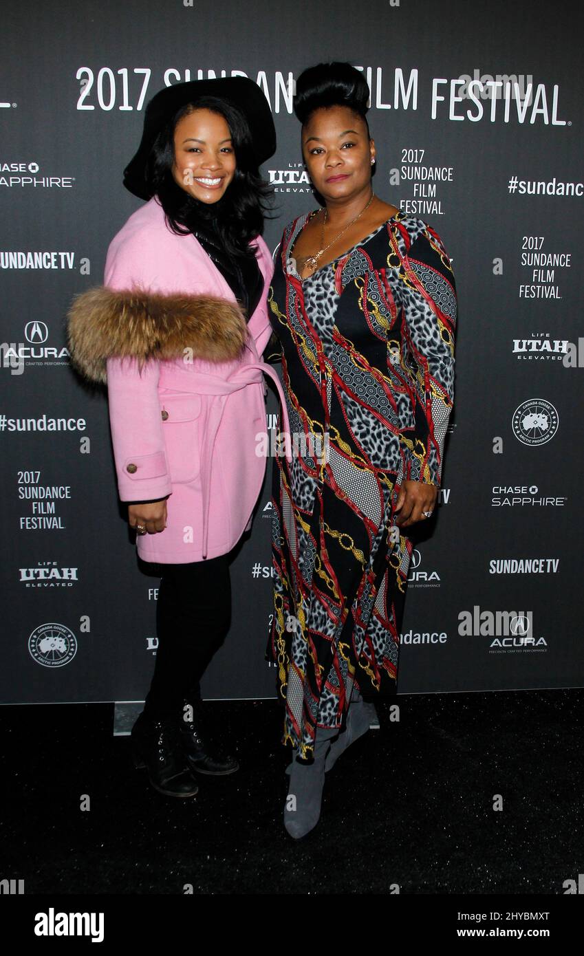 Chante Adams and Roxanne Shante attends the "Roxanne Roxanne" premiere