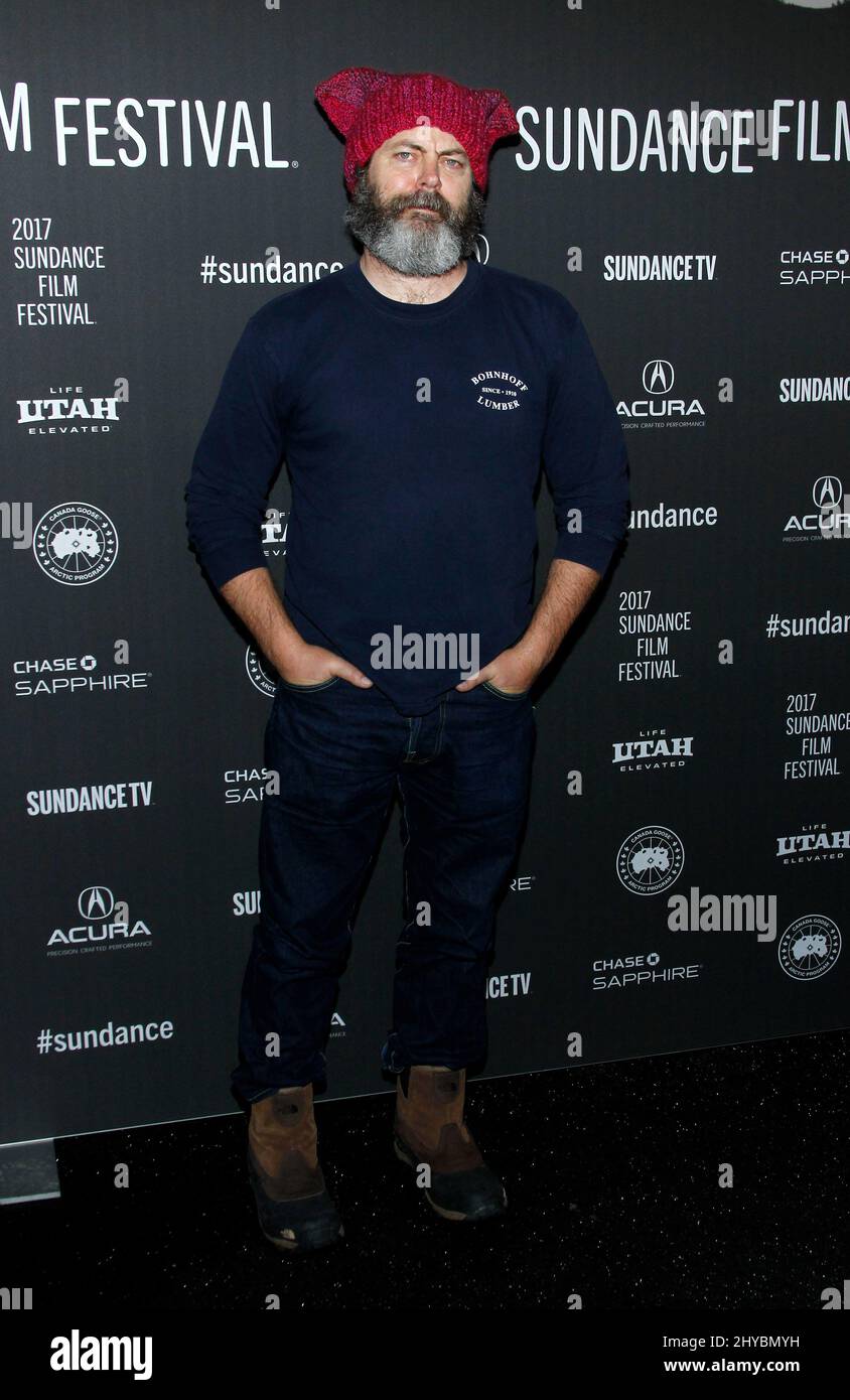 Nick Offerman attends the 'The Hero' premiere at Sundance Film Festival 2017 held at the Library Center Theatre Stock Photo