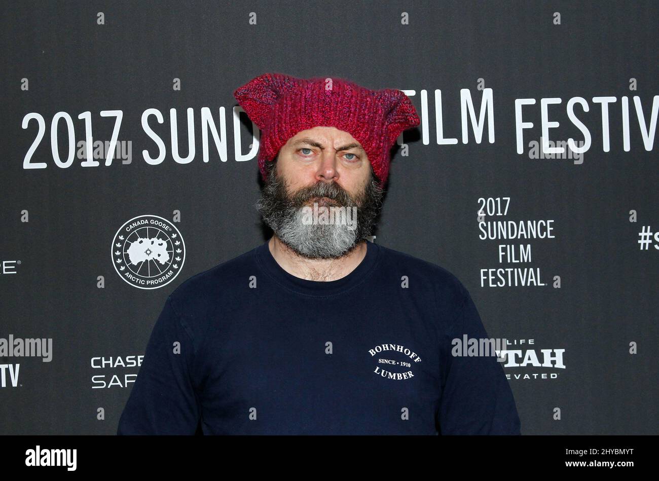 Nick Offerman attends the 'The Hero' premiere at Sundance Film Festival 2017 held at the Library Center Theatre Stock Photo