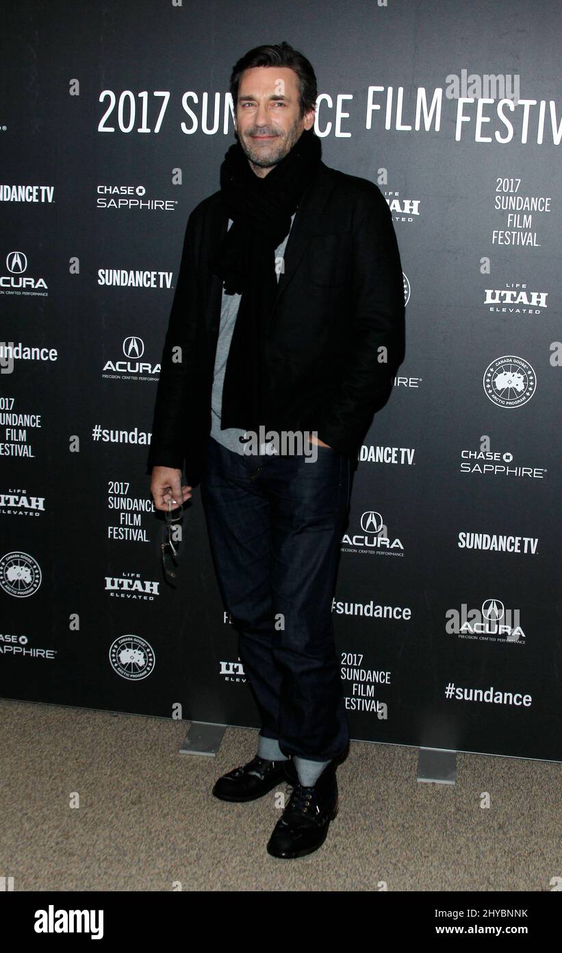 Jon Hamm attending the 'Marjorie Prime' Premiere at Eccles Center Theatre during the Sundance Film Festival in Park City, Utah, USA Stock Photo