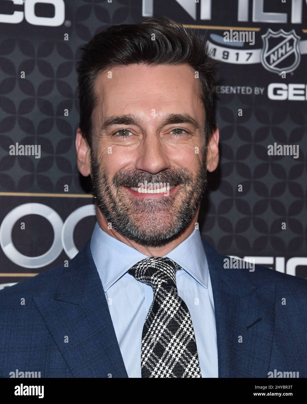 Jon Hamm arriving to The NHL 100 Gala held at the Microsoft Theatre. Stock Photo