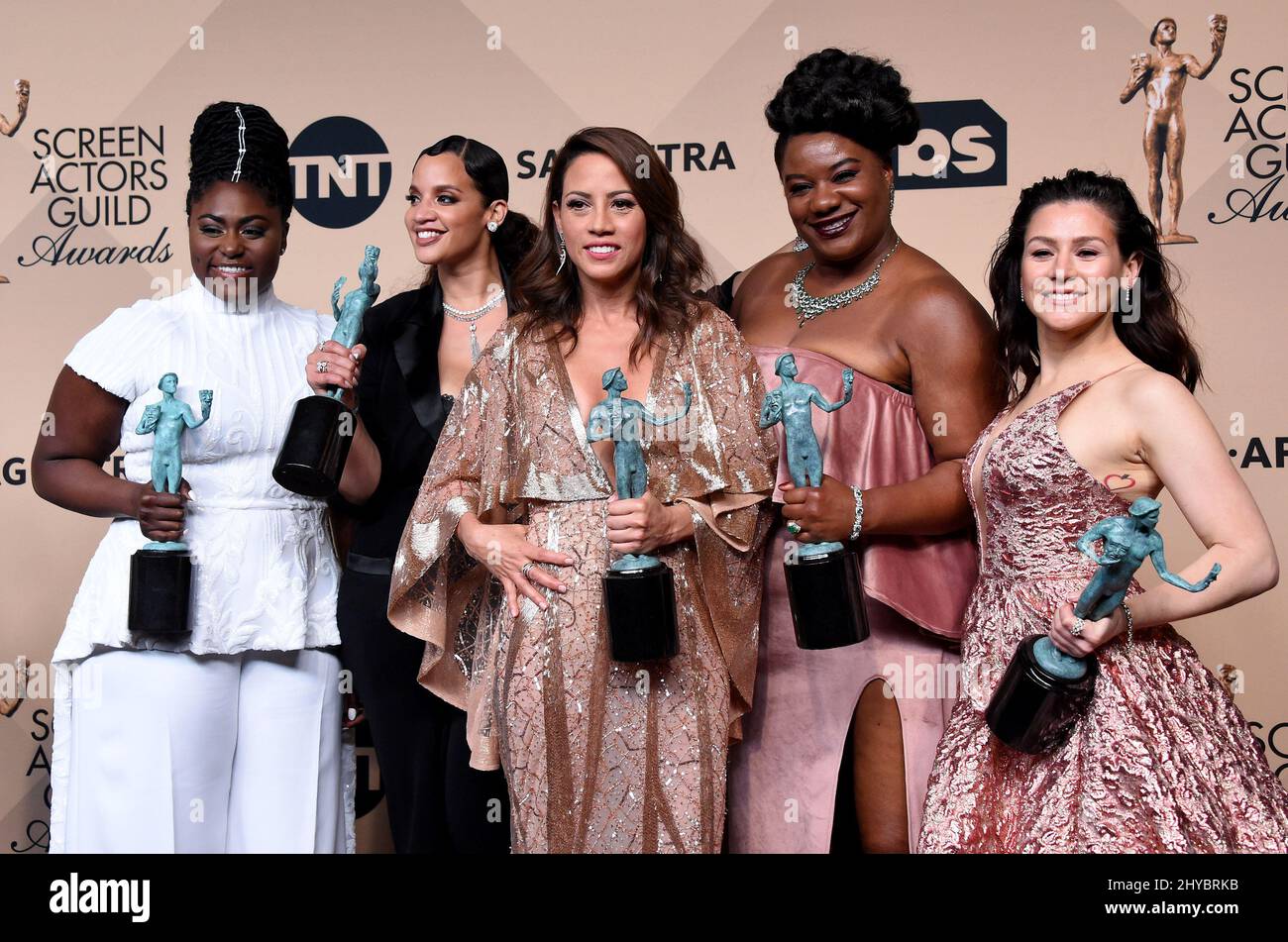 Danielle Brooks, Dascha Polanco, Selenis Leyva, Adrienne C. Moore and Yael Stone attending the press room of the 23rd Annual Screen Actors Guild Awards held at the Shrine Auditorium in Los Angeles, California Stock Photo