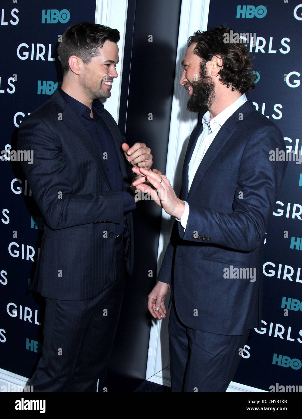 Andrew Rannells & Ebon Moss-Bachrach attending the 'Girls' Sixth & Final Season Premiere held at Alice Tully Hall in New York, USA Stock Photo