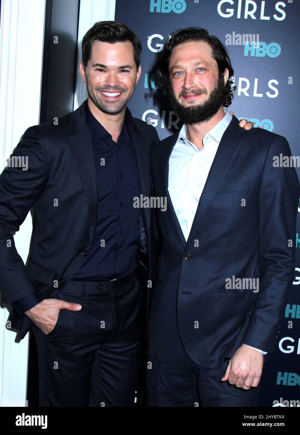 Andrew Rannells & Ebon Moss-Bachrach attending the 'Girls' Sixth & Final Season Premiere held at Alice Tully Hall in New York, USA Stock Photo