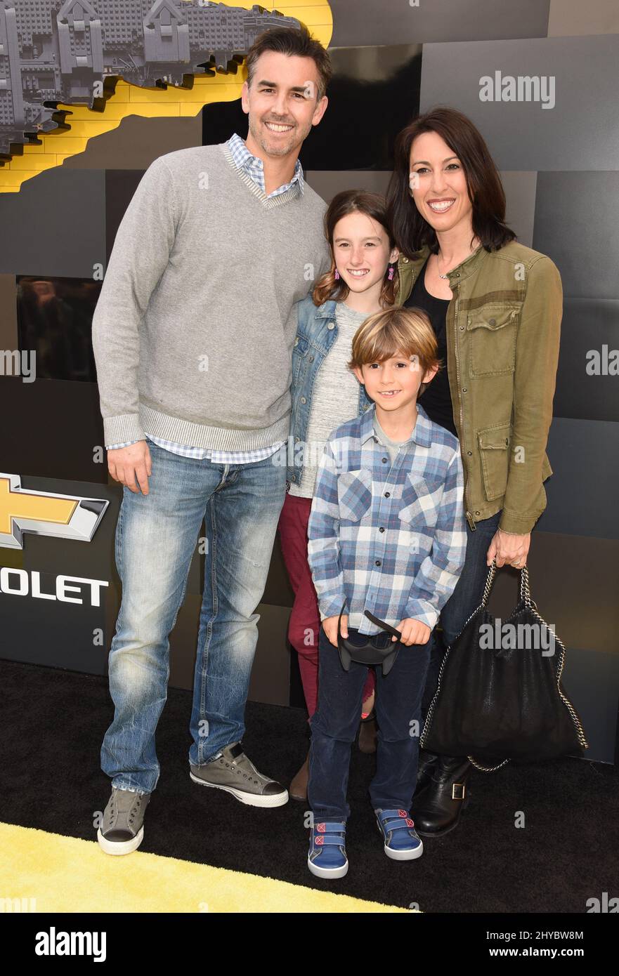 Janet Evans, Bill Willson, Sydney Wilson and Jake Wilson attending the The Lego Batman Movie in Los Angeles Stock Photo