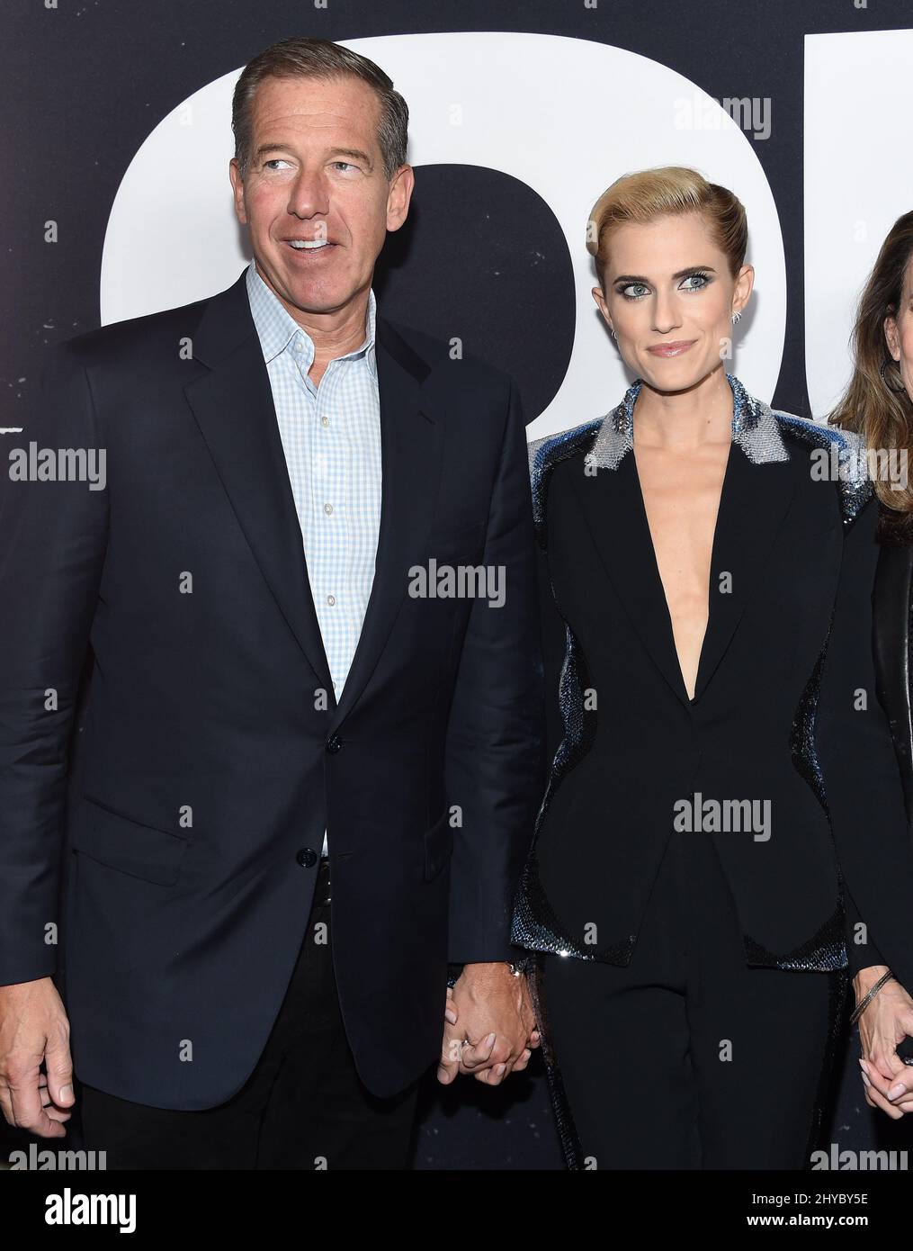 Brian Williams and Allison Williams arriving to the Special Screening of 'Get Out' held at the Regal Cinemas LA Live Stock Photo
