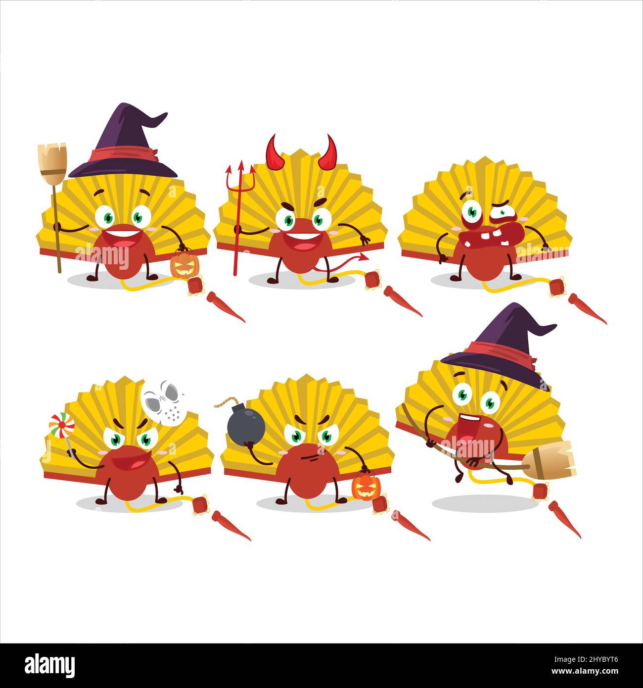 Halloween expression emoticons with cartoon character of yellow chinese ...