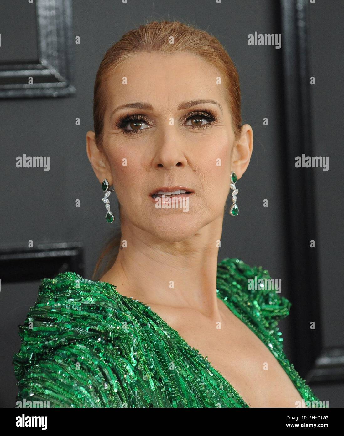 Celine Dion attending the 59th Grammy Awards in Los Angeles Stock Photo