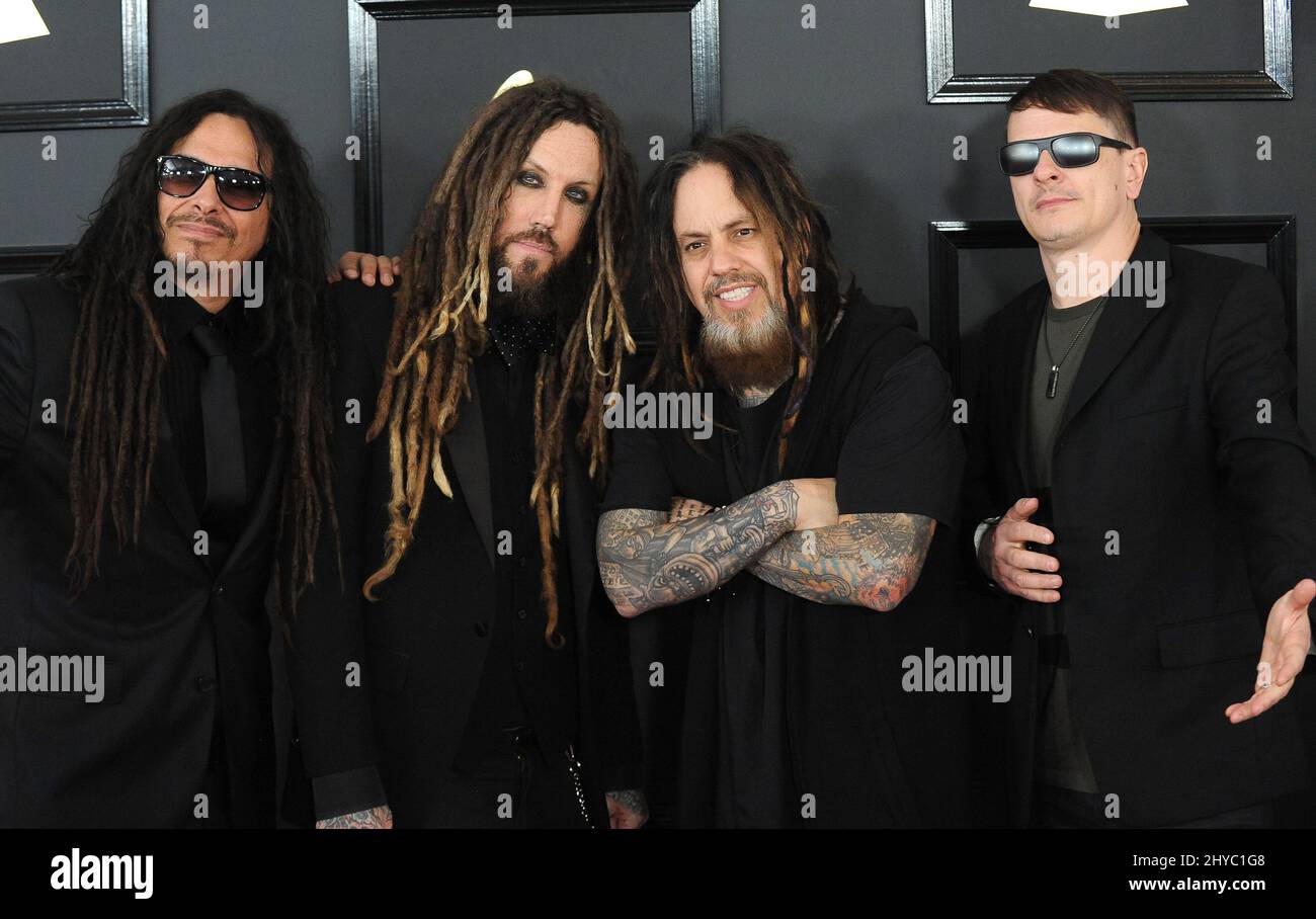Korn attending the 59th Grammy Awards in Los Angeles Stock Photo