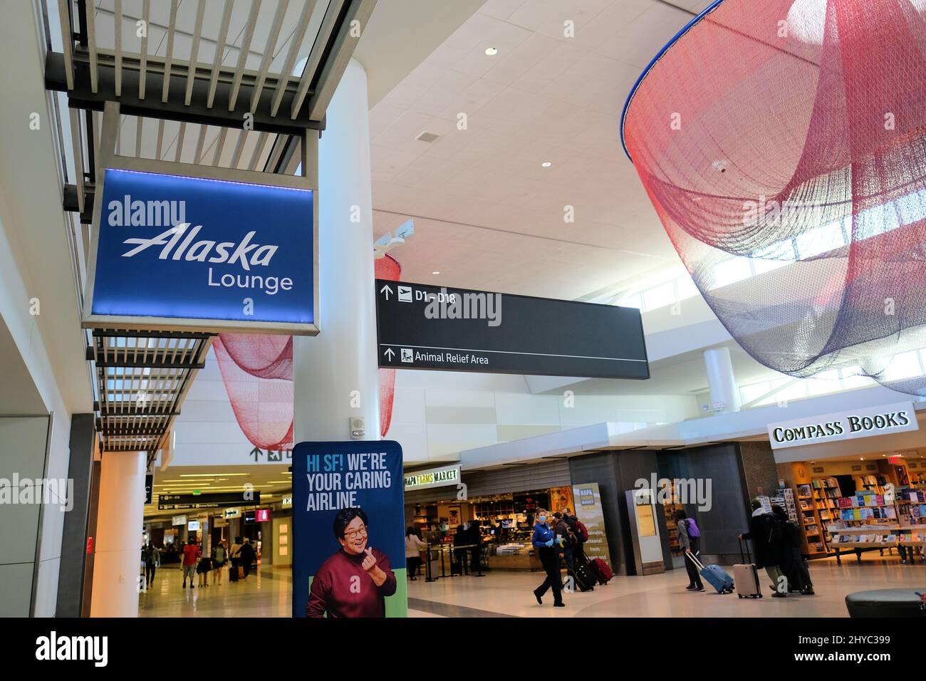 Sign above the entrance to the Alaska Airlines Lounge at Terminal 2