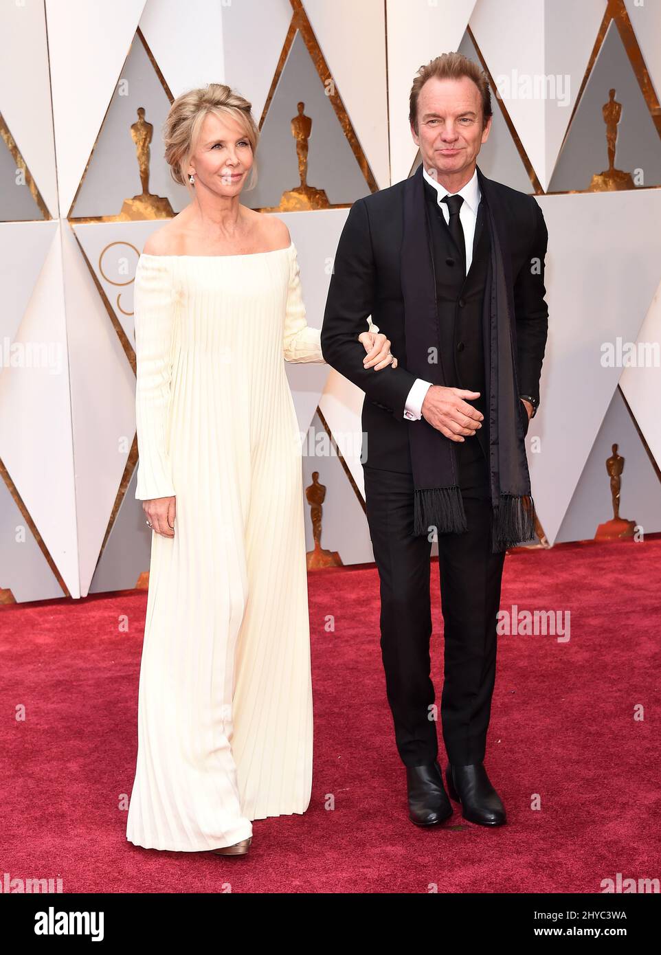 Sting, Trudie Styler at the 89th Academy Awards held at the Dolby Theatre Stock Photo