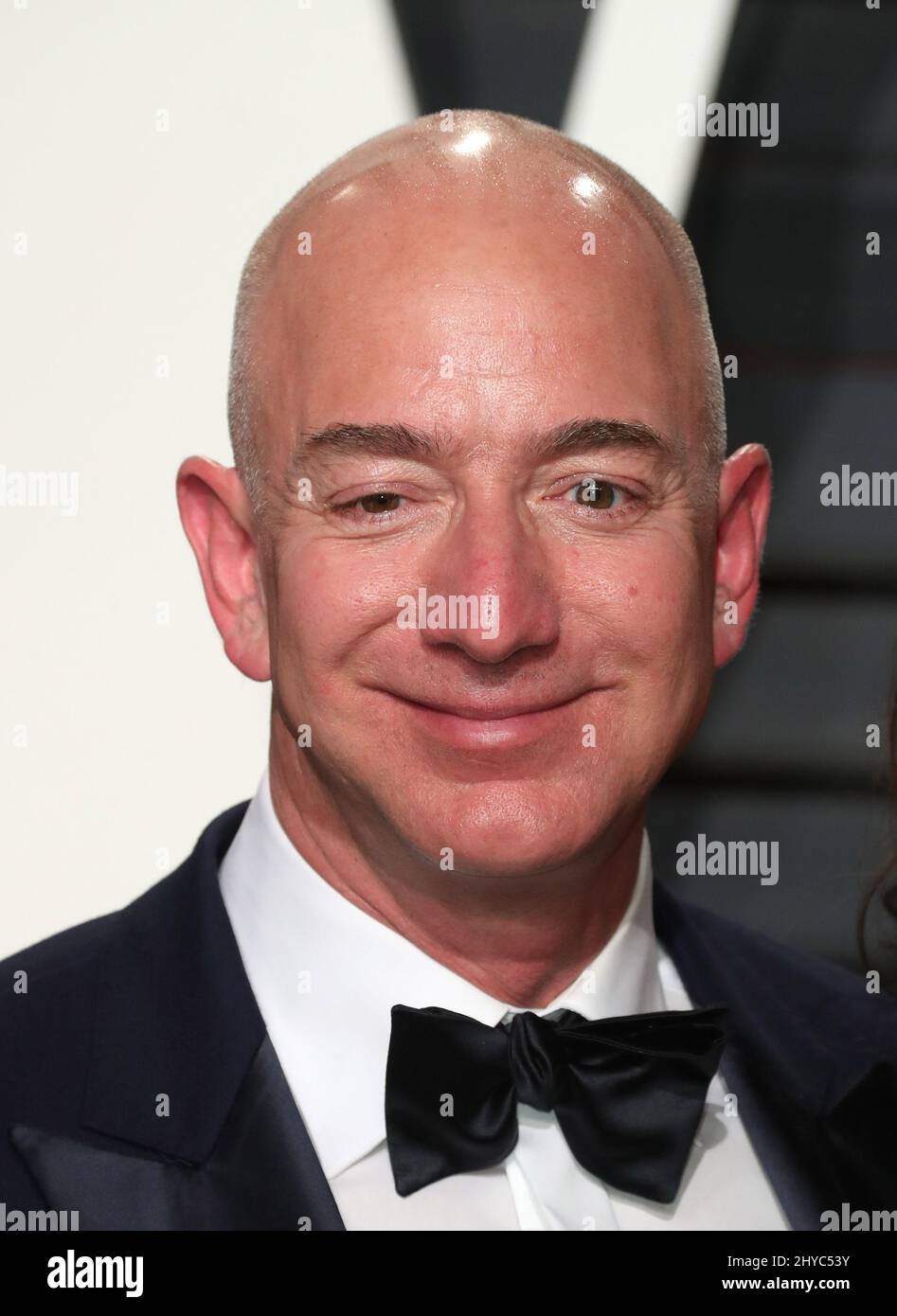 Jeff Bezos arriving at the Vanity Fair Oscar Party in Beverly Hills, Los Angeles, USA. Stock Photo