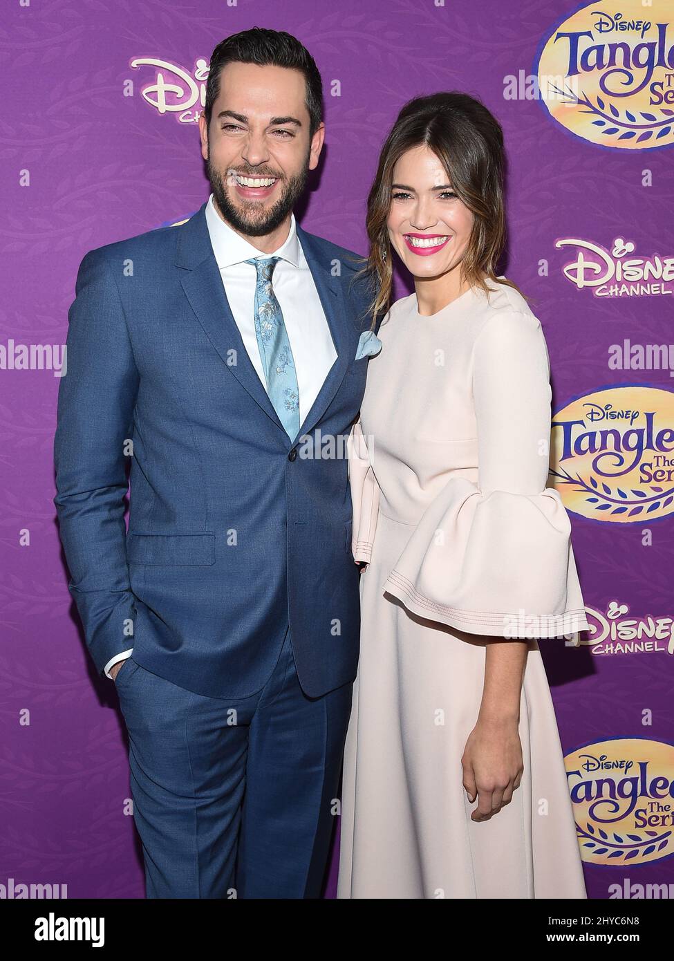 Zachary Levi and Mandy Moore arriving to the Disney "Tangled Before
