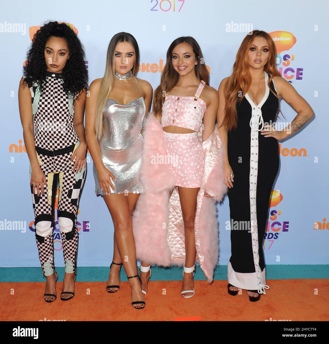 Leigh-Anne Pinnock, Perrie Edwards, Jesy Nelson, Jade Thirlwall of Little Mix arrives at the Kids' Choice Awards 2017 - Arrivals held at USC Galen Center Stock Photo
