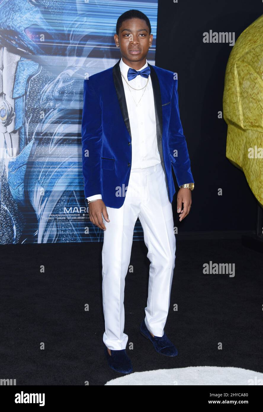 RJ Cyler attending the 'Saban's Power Rangers' World Premiere held at the Regency Village Theatre Stock Photo