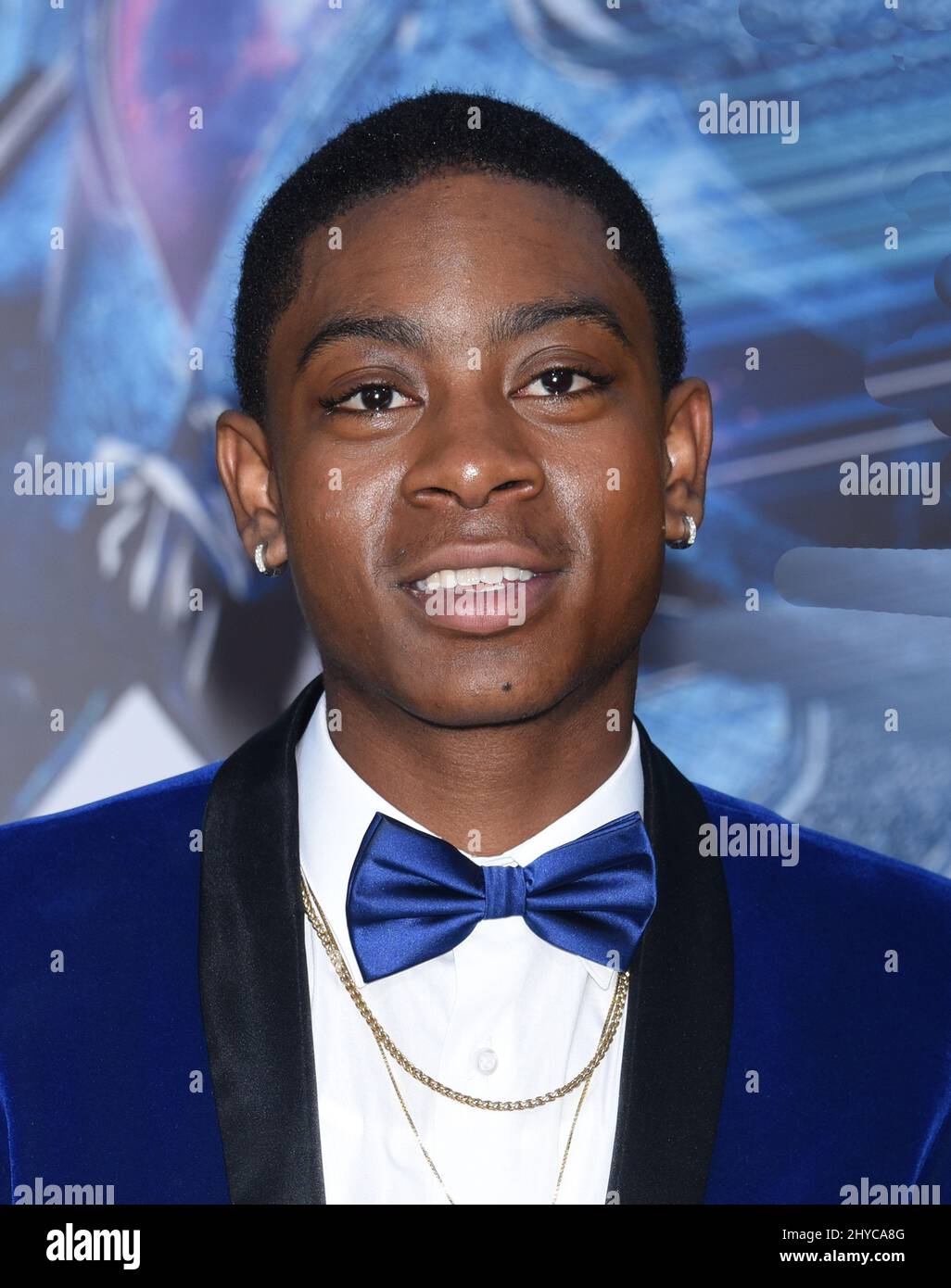RJ Cyler attending the 'Saban's Power Rangers' World Premiere held at the Regency Village Theatre Stock Photo