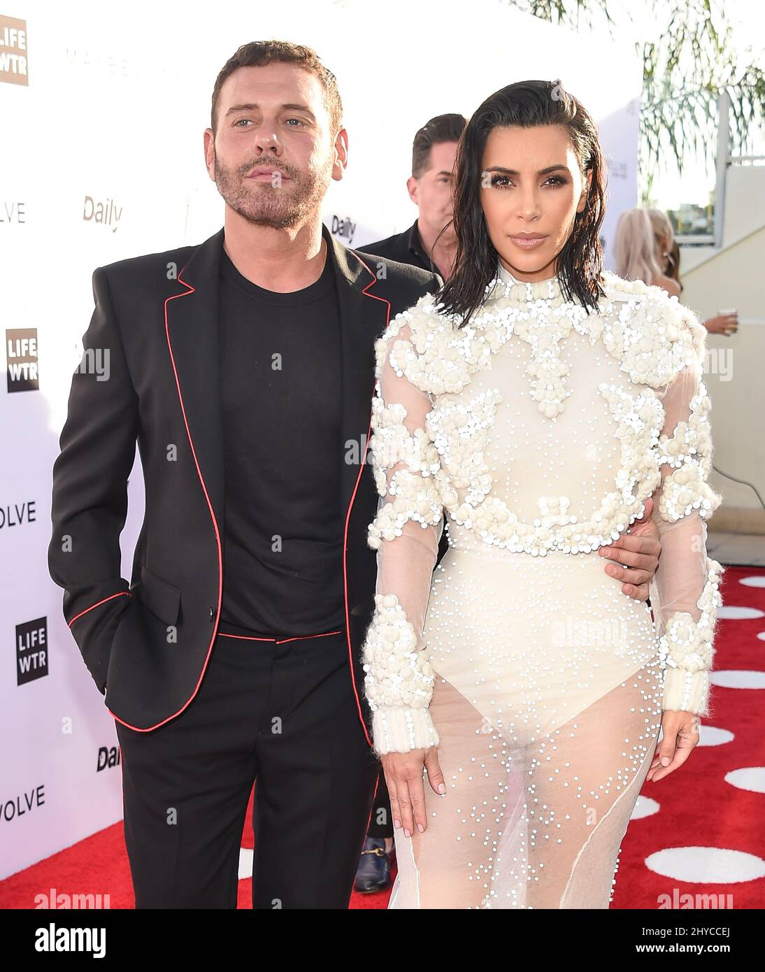 Mert Alas and Kim Kardashian arriving at the Daily Front Row presents