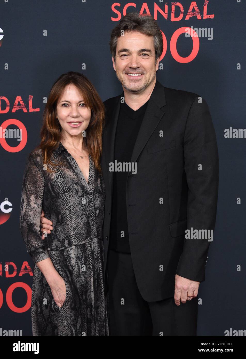 Jon Tenney and Leslie Urdang the 100th Episode celebration of Scandal, in Los Angeles, California Stock Photo