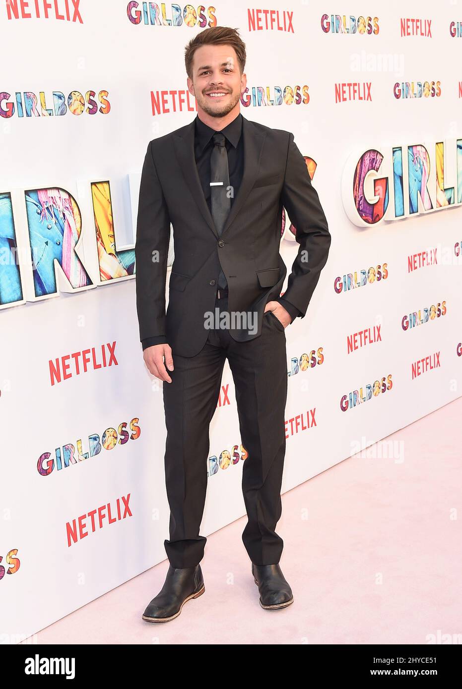 Johnny Simmons attending the 'Girlboss' Los Angeles premiere held at the ArcLight Cinemas Hollywood Stock Photo