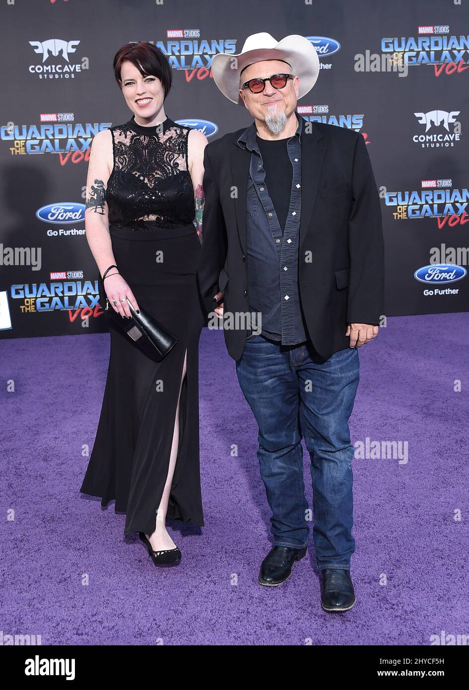Bobcat Goldthwait and Nora Muhlenfeld attending the world premiere of Guardians of the Galaxy Vol. 2 in Los Angeles Stock Photo