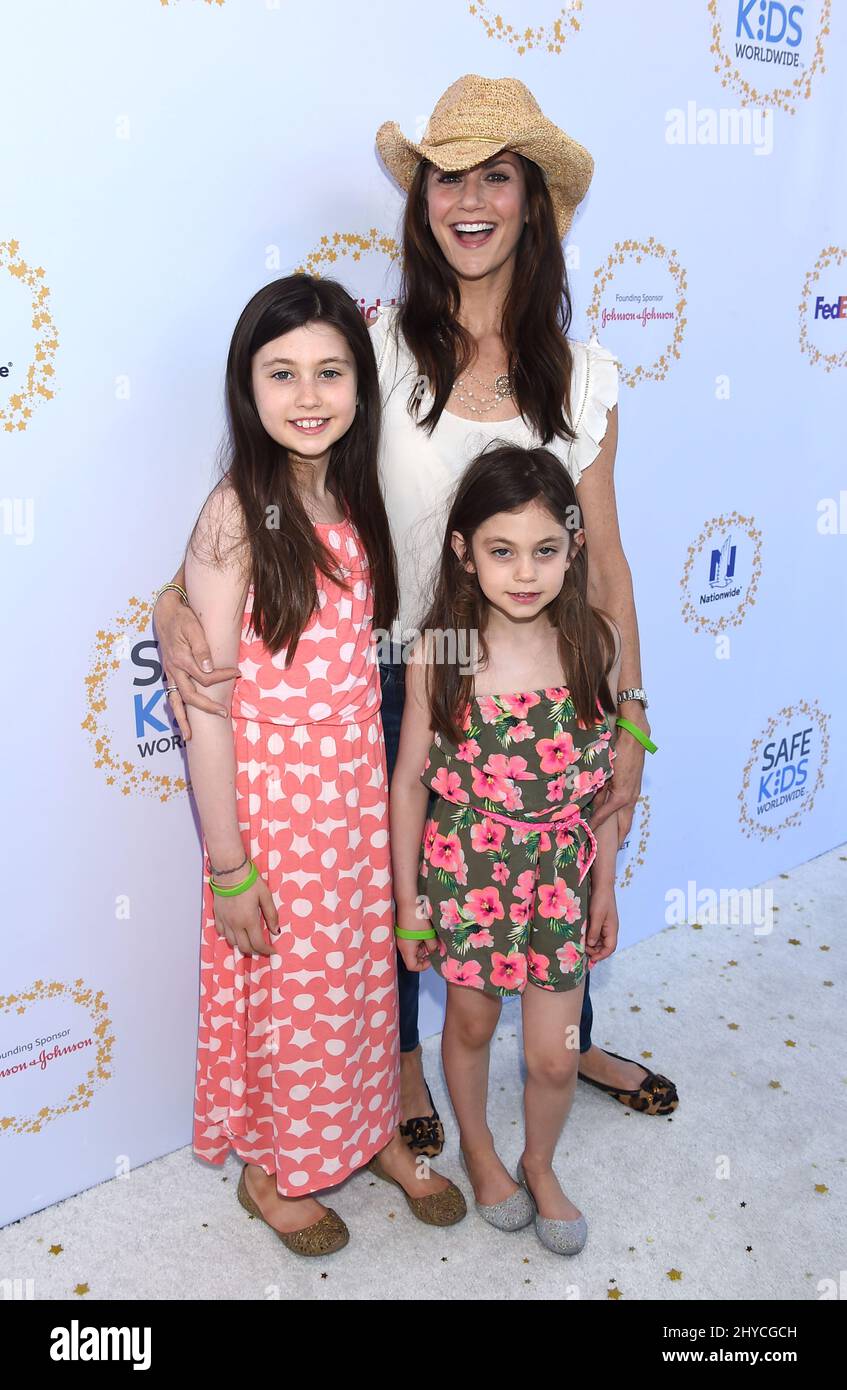 Samantha Harris, Josselyn Hess and Hillary Hess attending Safe Kids Day