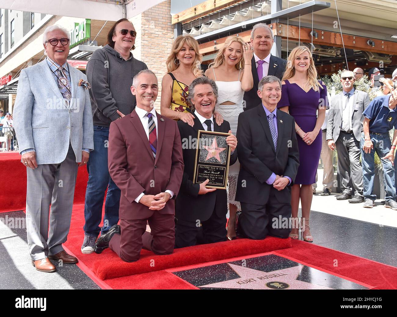 Kurt Russell and Goldie Hawn attending Goldie Hawn and Kurt Russell's Hollywood Walk of Fame star ceremony Stock Photo