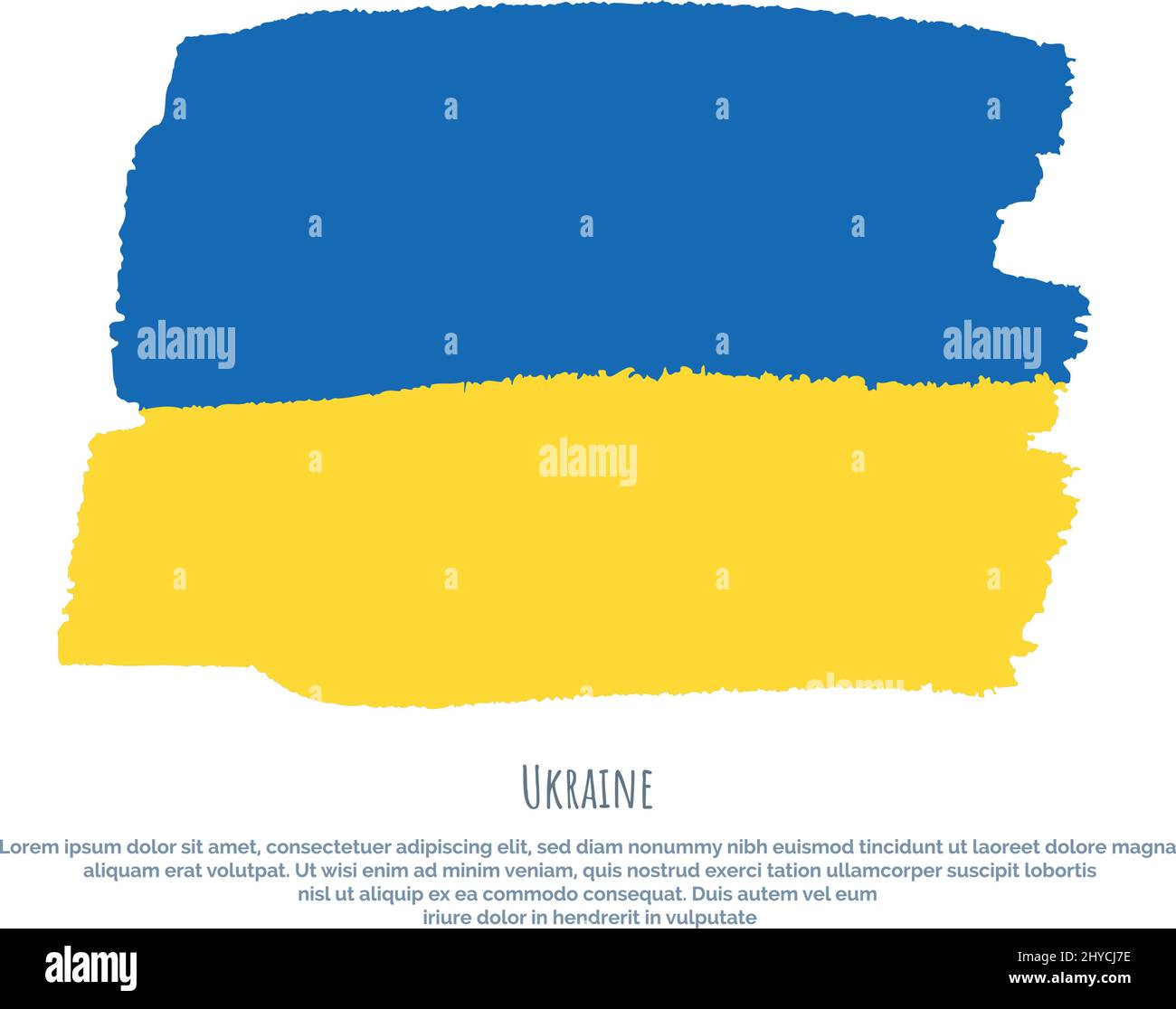 Flag of Ukraine with hand draw brush effect Stock Vector