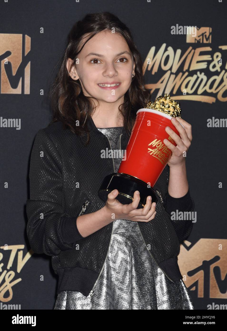 Dafne Keen in the press room at the 2017 MTV Movie and TV Awards held at the Shrine Auditorium in Los Angeles, USA Stock Photo