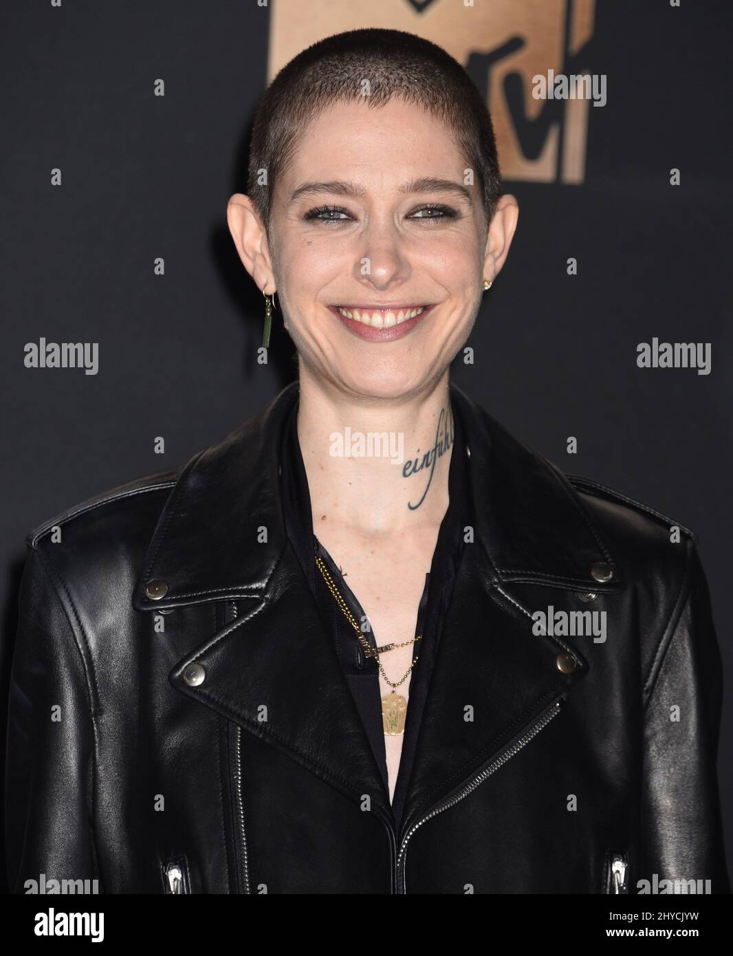 Asia Kate Dillon in the press room at the 2017 MTV Movie and TV Awards