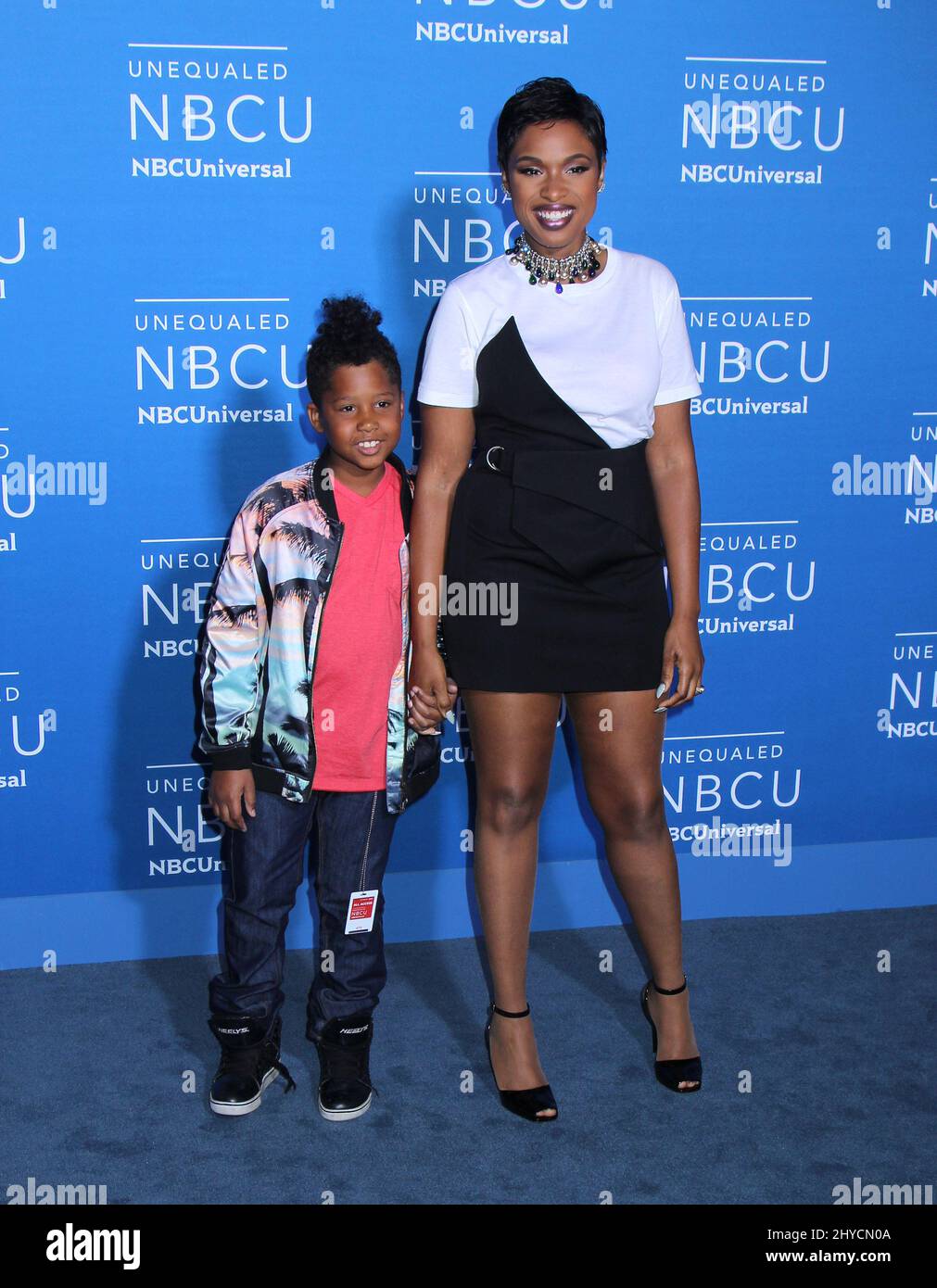Jennifer Hudson and son David Daniel Otunga, Jr. attending the