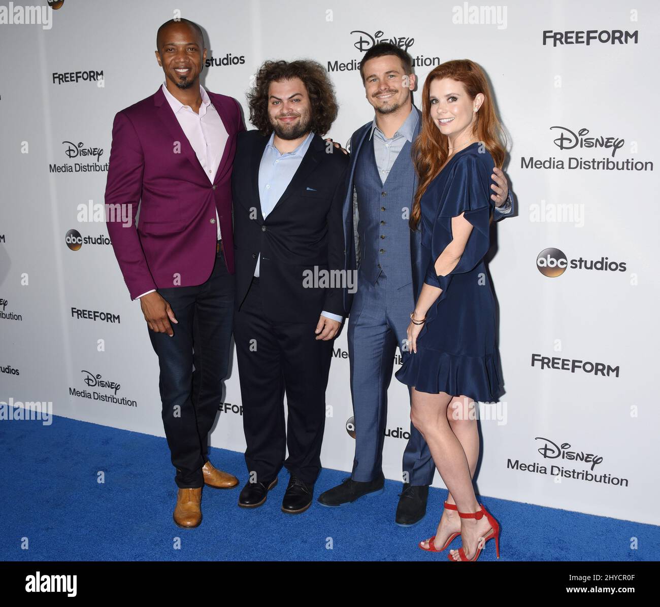 J. August Richards, Dustin Ybarra, Jason Ritter and Joanna Garcia attending the ABC International Upfronts Stock Photo