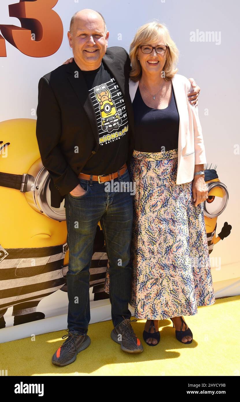 Chris Meledandri and Janet Healy attending the premiere of Despicable Me 2 in Los Angeles, California Stock Photo