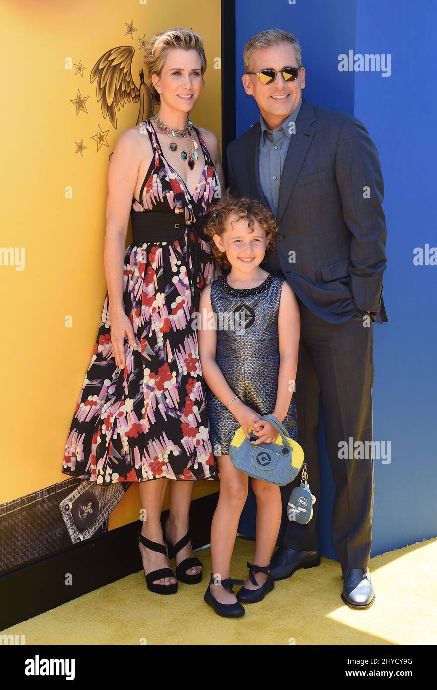 Kristen Wiig, Steve Carell and Nev Scharrel attending the premiere of