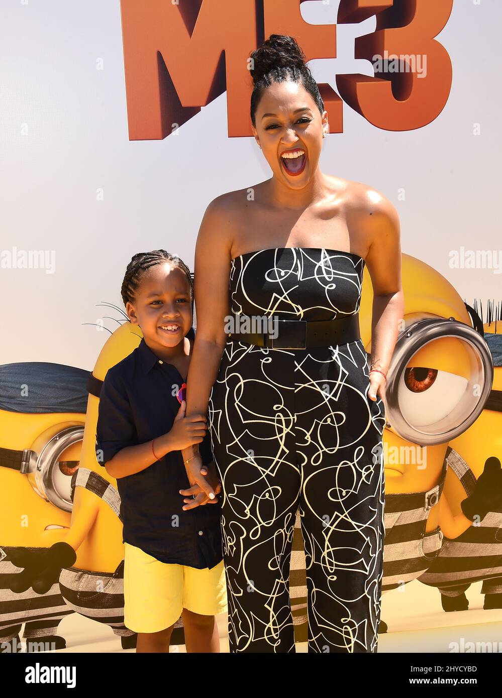Tia Mowry and Cree Taylor Hardrict attending the premiere of Despicable