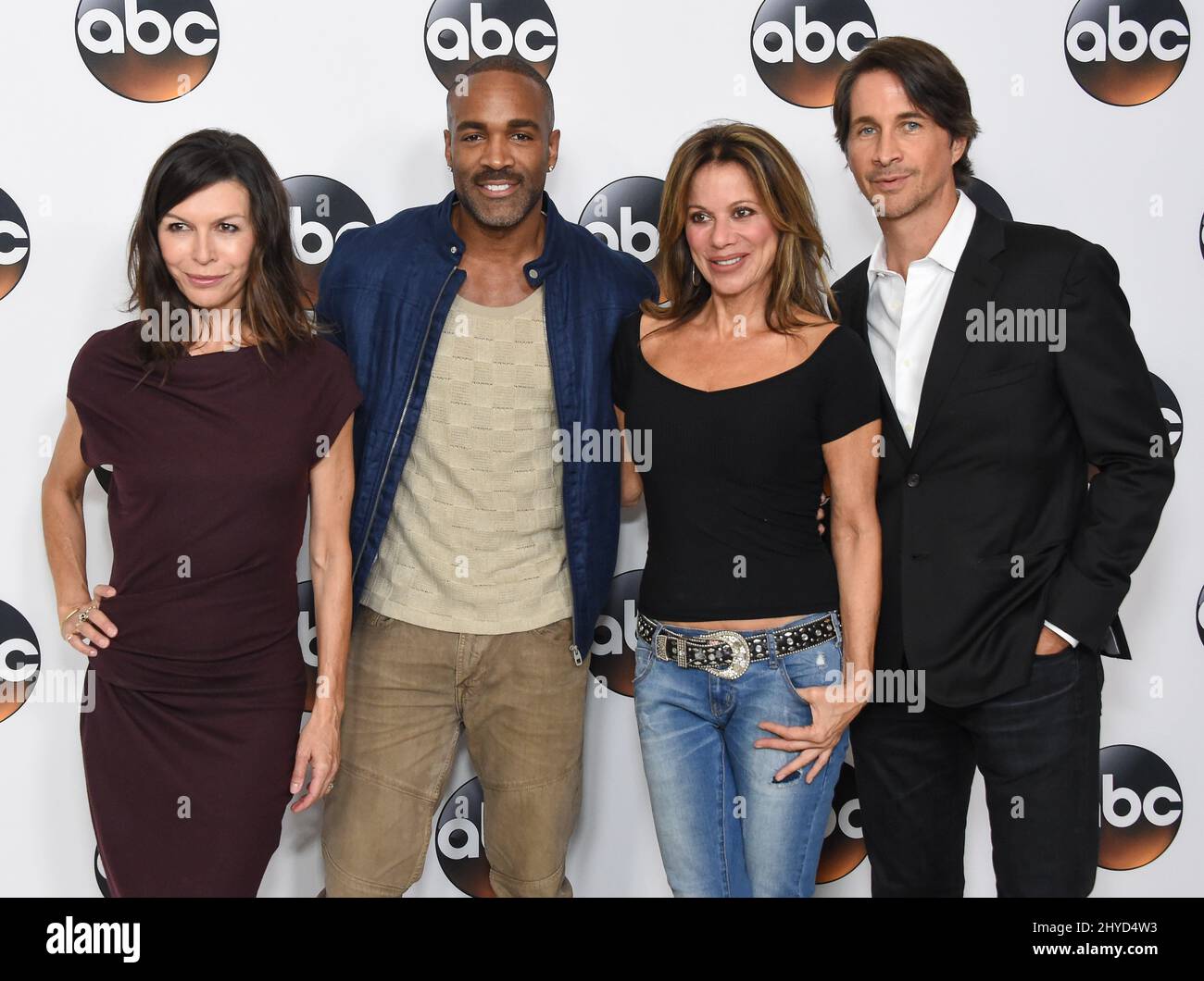 Finola Hughes, Donnell Turner, Nancy Lee Grahn and Michael Easto arriving for the Disney ABC TCA Summer Press Tour held at the Beverly Hilton Hotel, Beverly Hills, Los Angeles Stock Photo