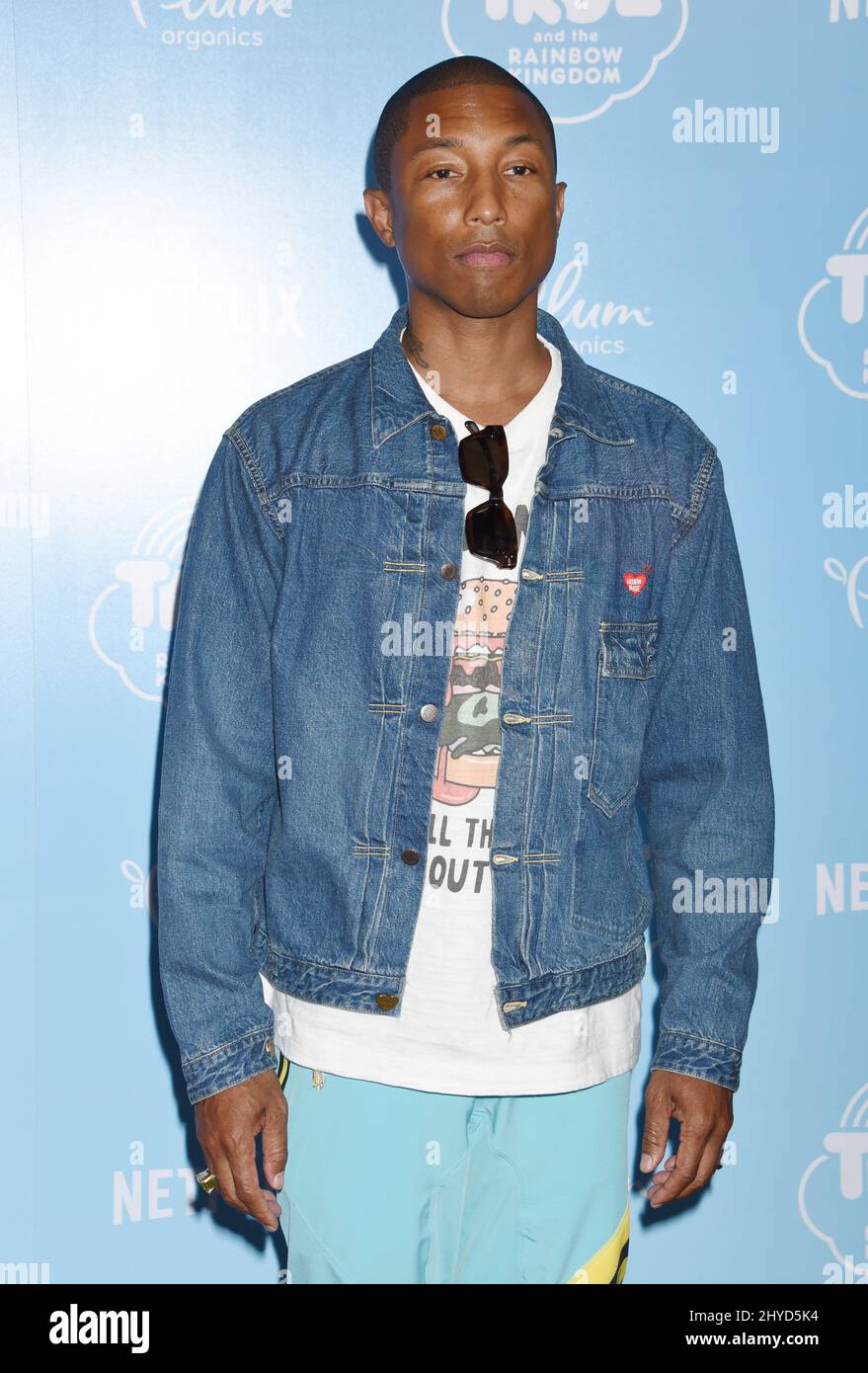 Pharrell Williams arriving for the Netflix Original Series 'True And The Rainbow Kingdom' Sneek Peek held at the Pacific Theatres at The Grove, Los Angeles Stock Photo