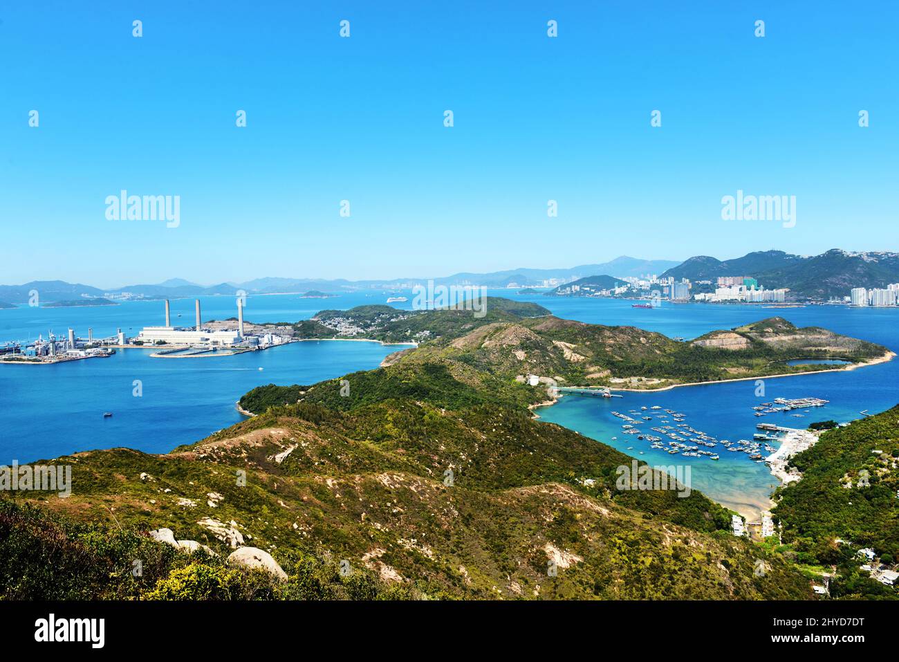 A view of Lamma island from the top of Mount Stenhouse. Stock Photo