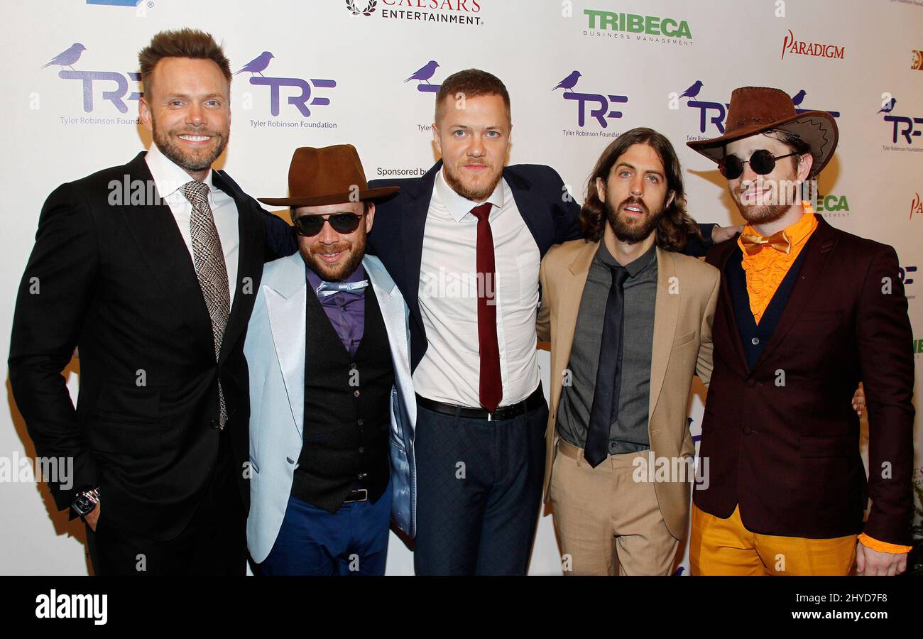 Joel McHale, Ben McKee, Dan Reynolds, Daniel Wayne Sermon and Da arriving for The 4th Annual Believer Gala for The Tyler Robinson Foundation (TRF) held at Caesars Palace, Las Vegas Stock Photo