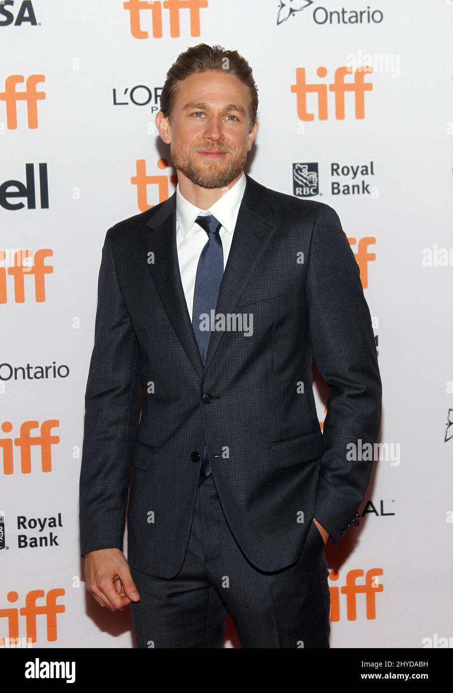 Charlie Hunnam arriving at the 'Papillon' premiere at the 2017 Toronto International Film Festival held at the Princess of Wales Theatre Stock Photo