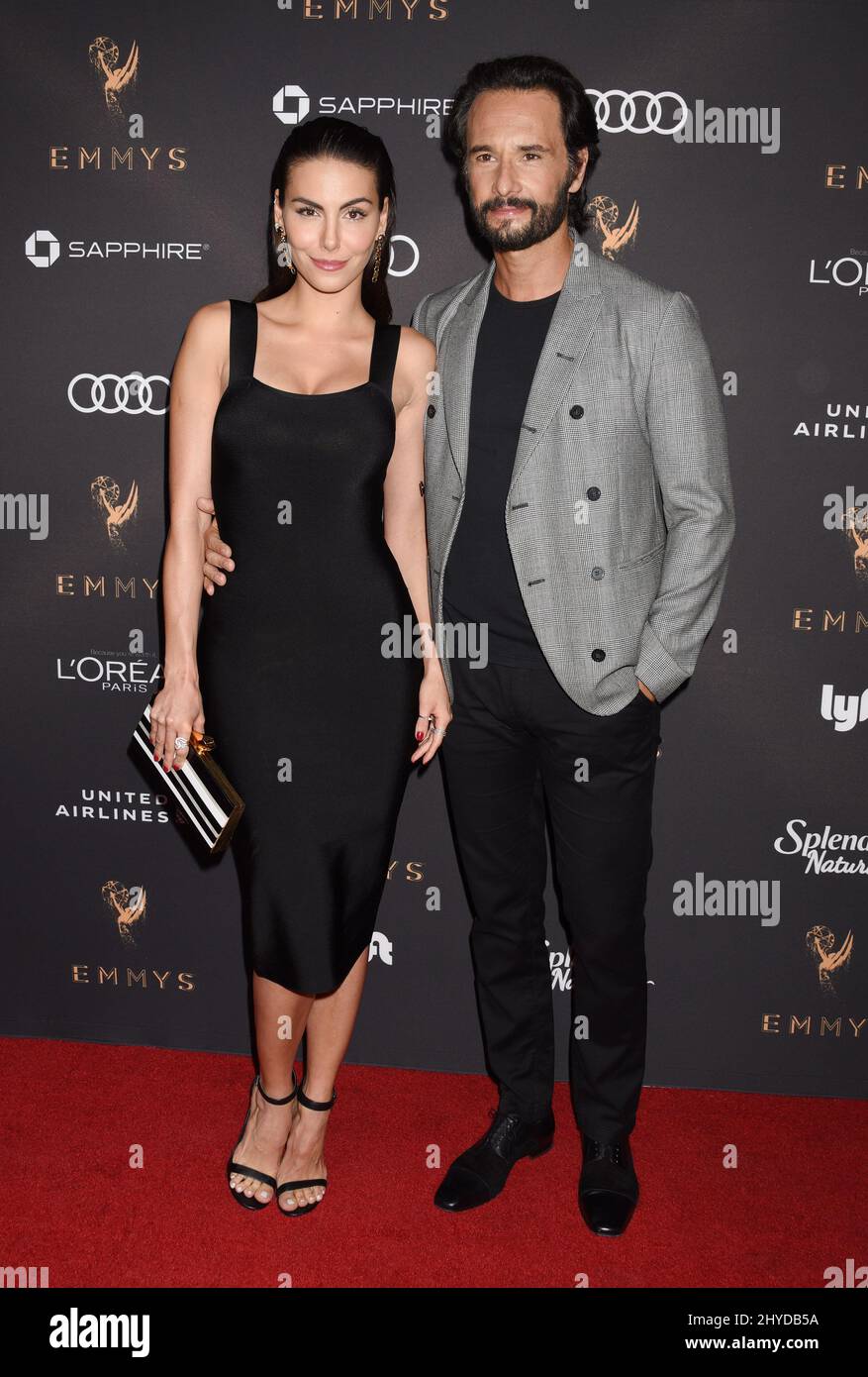 Rodrigo Santoro and Mel Fronckowiak attending the 69th Emmy Awards
